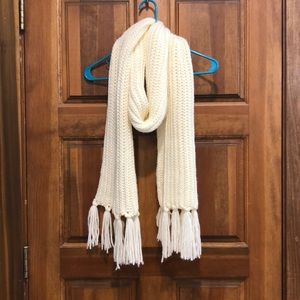 3 knitted scarves - cream, black & gray